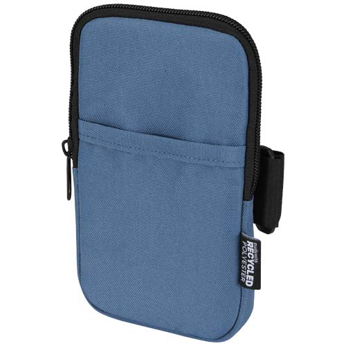 Étui publicitaire pour gourde en polyester recyclé Byron Bleu hale